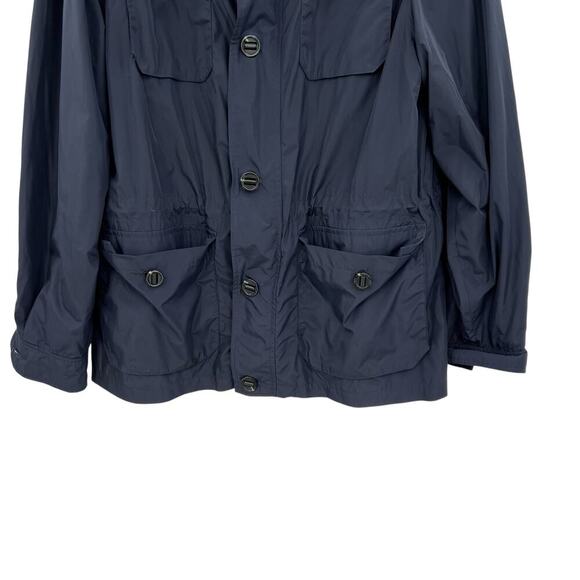 Mackage‎ Wyatt Safari Rain Jacket Button Zipper Leather Trim Blue Size 44 US XL - Picture 5 of 15